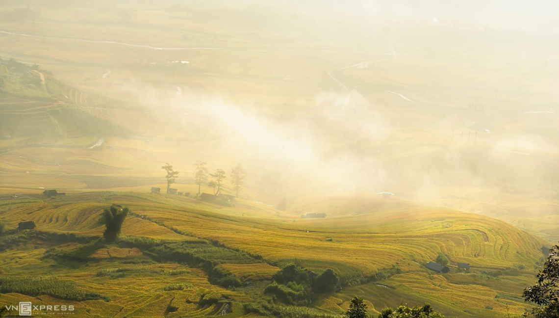 Mountainous harvest in the golden light of autumn