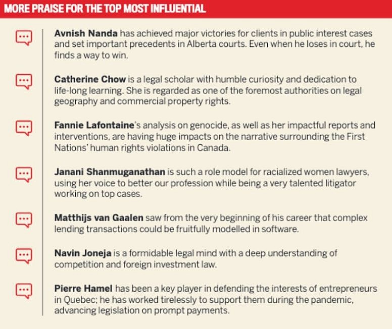 Top 25 Most Influential Lawyers for 2021 Voted by Canadian Lawyer
