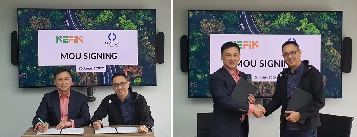 MOU Signing between Mr. Glenn Lim, CEO of NEFIN Group, and Mr. Jinsi Lee, CEO of Oyika.