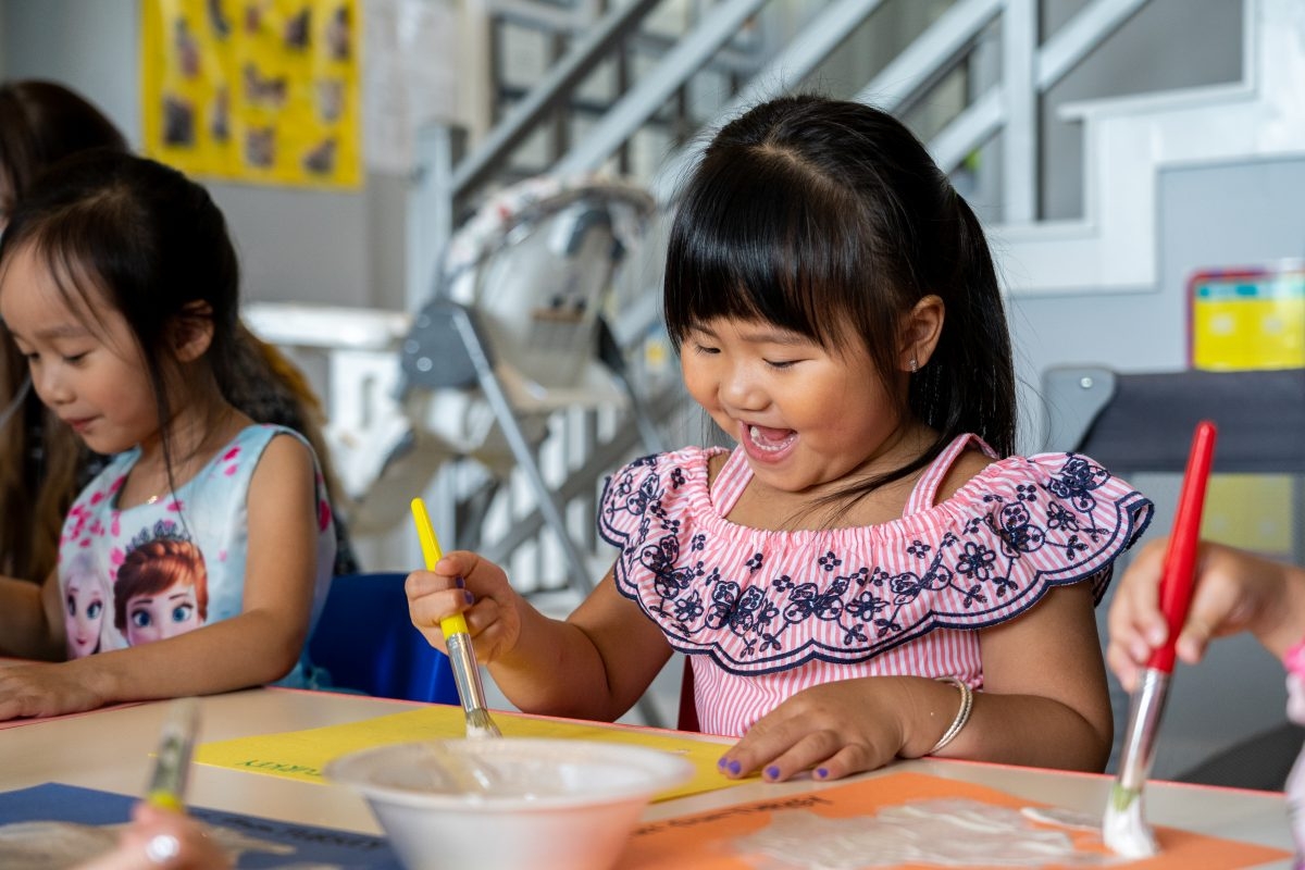 Preschoolers find out about spices in an artwork lesson. Photo Market Place