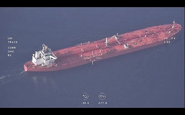 A frame grab from a video released by Iran's paramilitary Revolutionary Guard on Wednesday, Nov. 3, 2021, shows the seized Vietnamese-flagged oil tanker in the Gulf of Oman. — Photo from the Iranian Revolutionary Guard