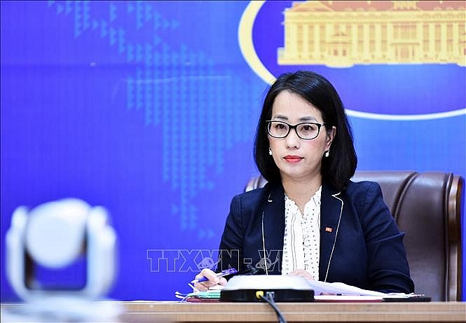 Vietnamese Vice Spokesperson Pham Thu Hang in a press briefing. Photo: VNA