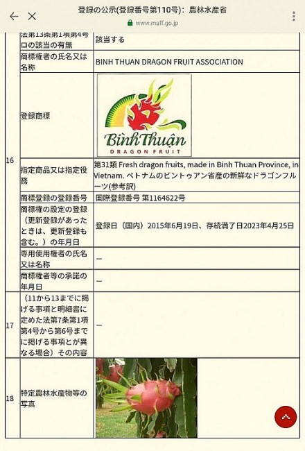 Binh Thuan Dragon Fruit Given Geographical Indication Certificate in Japan