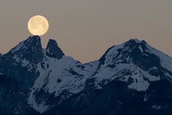 Wolf Moon - The First Full Moon of 2022 Shining Up The Sky