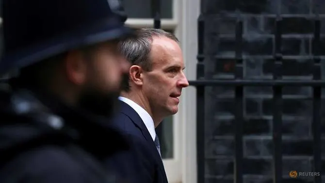 1717 file photo britain s foreign affairs secretary dominic raab arrives at downing street in london 1