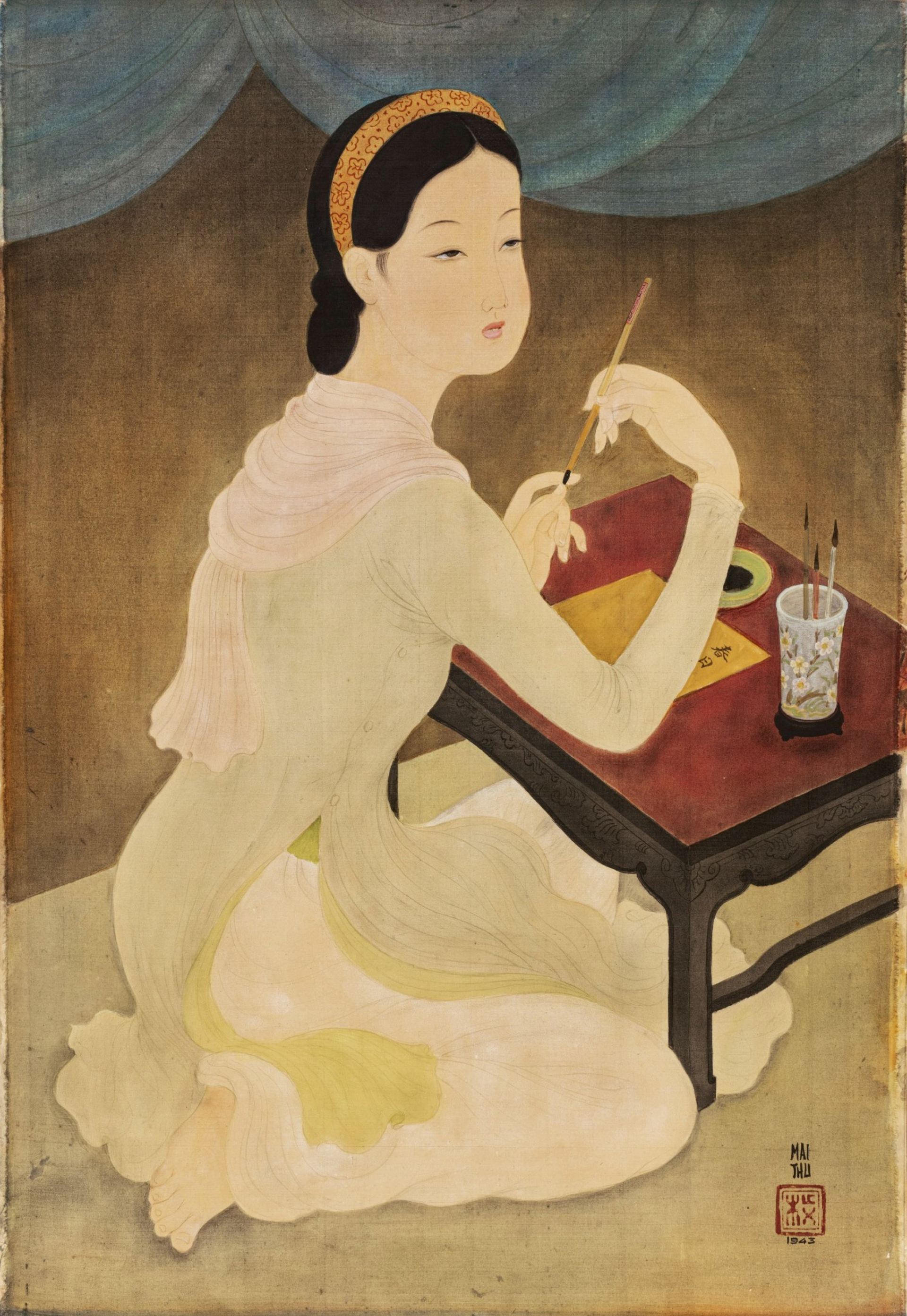 Mai Trung Thu Lady Writing a Poem, 1943 (Photo: Sotheby's) 