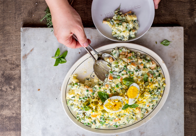 An Olivier salad dish. Photo: Juls' Kitchen