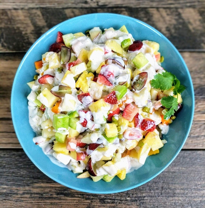 Russian salad with fruits. Photo: VegeCravings