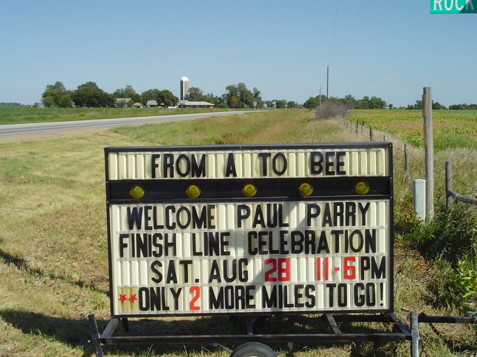 The welcome sign of Bee Town for Paul Parry. Photo: Archieve 