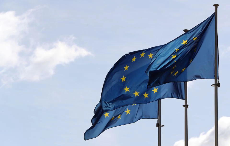 The European Union flags flutter ahead of the gas talks between the EU, Russia and Ukraine at the EU Commission headquarters in Brussels, Belgium September 19, 2019. REUTERS/Yves Herman