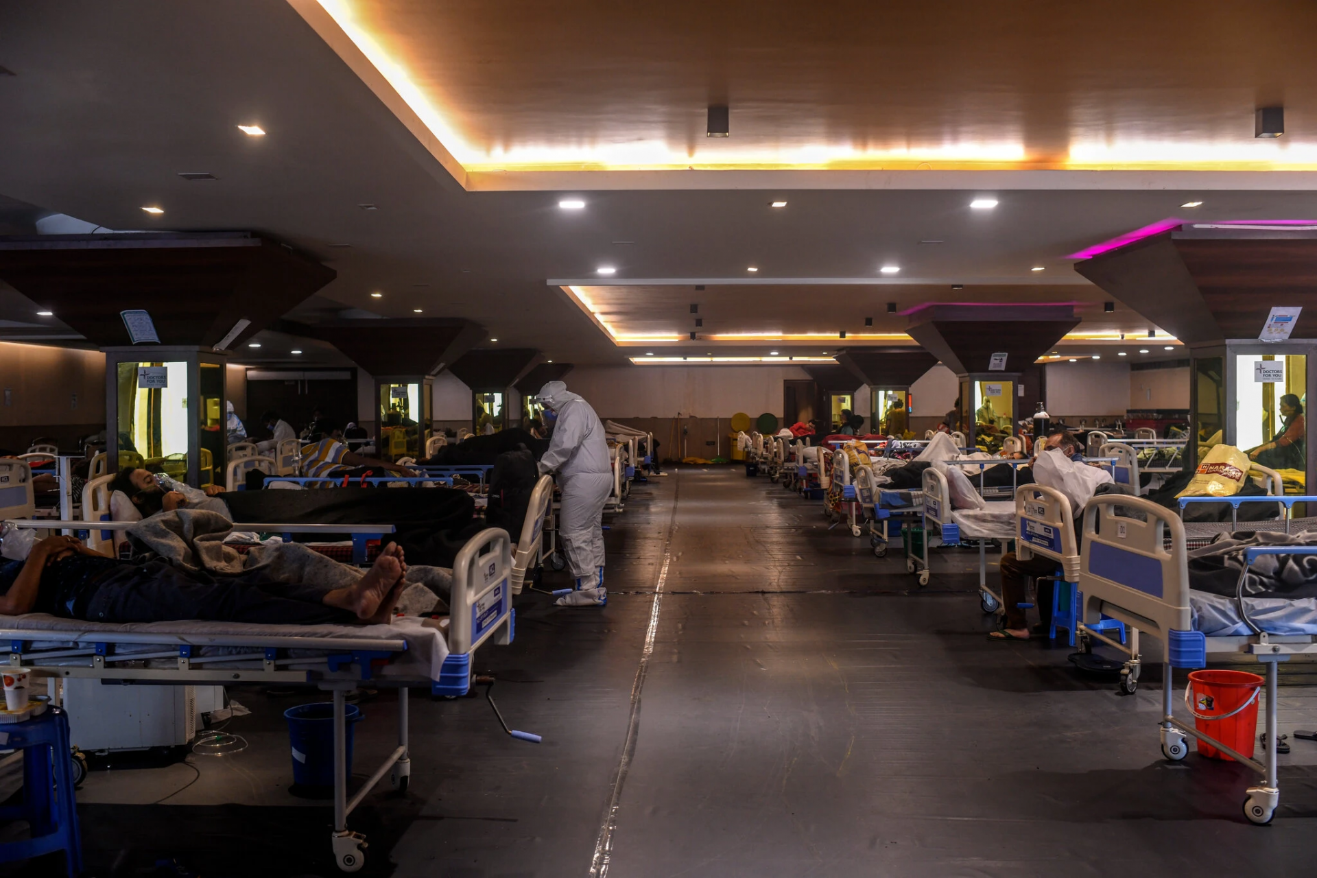 A makeshift Covid-19 care facility in Delhi in late April.Credit...Atul Loke for The New York Times