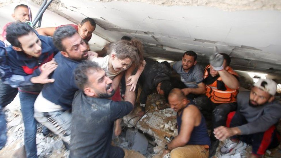 Suzy, six, was rescued from rubble in Gaza City on Sunday, but five members of her family died (Photo: Reuters) 