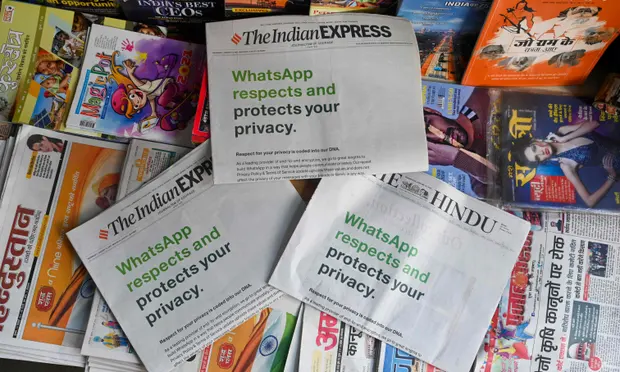 The WhatsApp legal challenge is the latest escalation of a battle between big tech companies which have a huge and growing user base in India Photograph: Sajjad Hussain/AFP/Getty Images