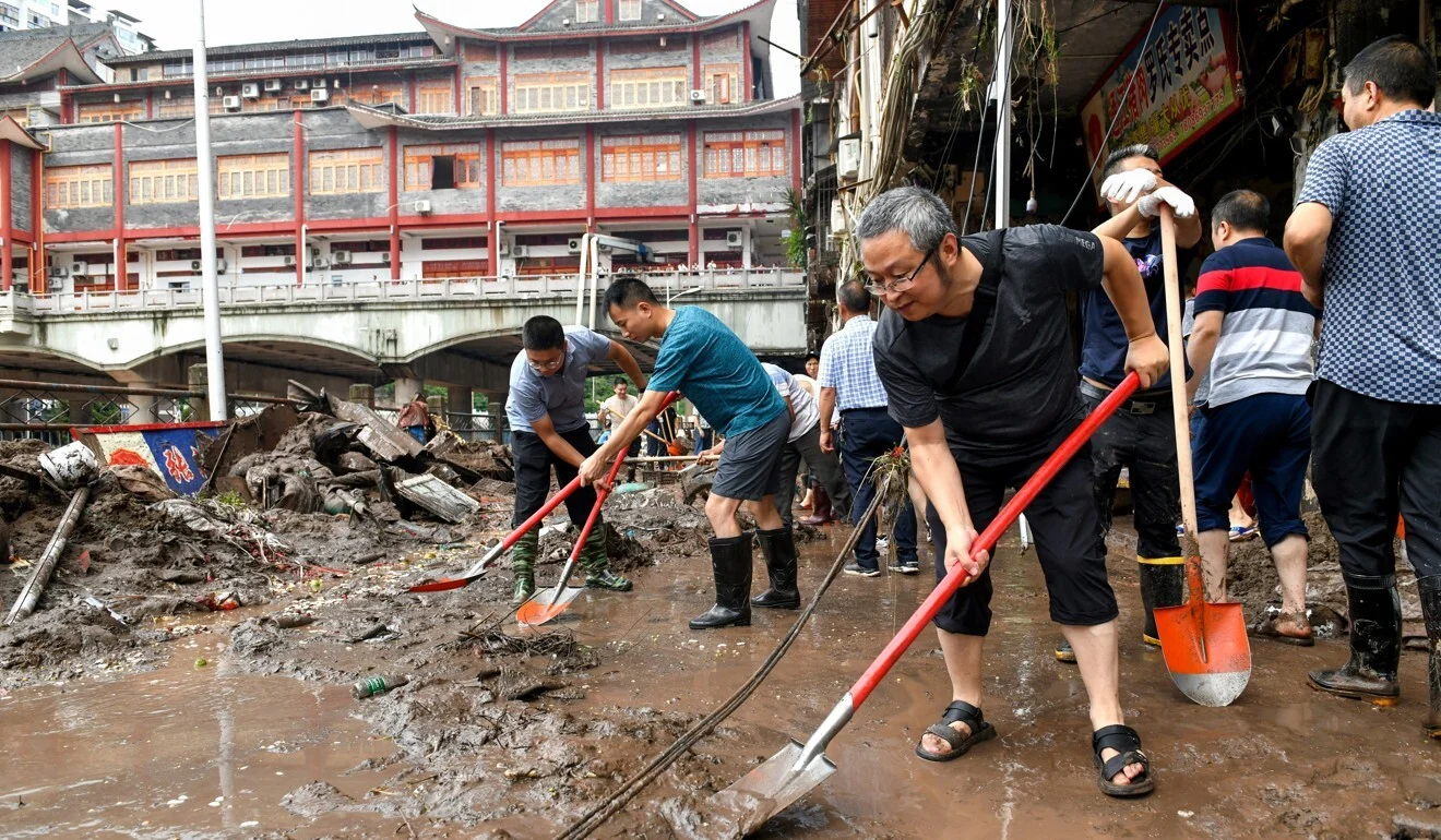 A clean-up operation in the city of Bazhong. Photo: Handout