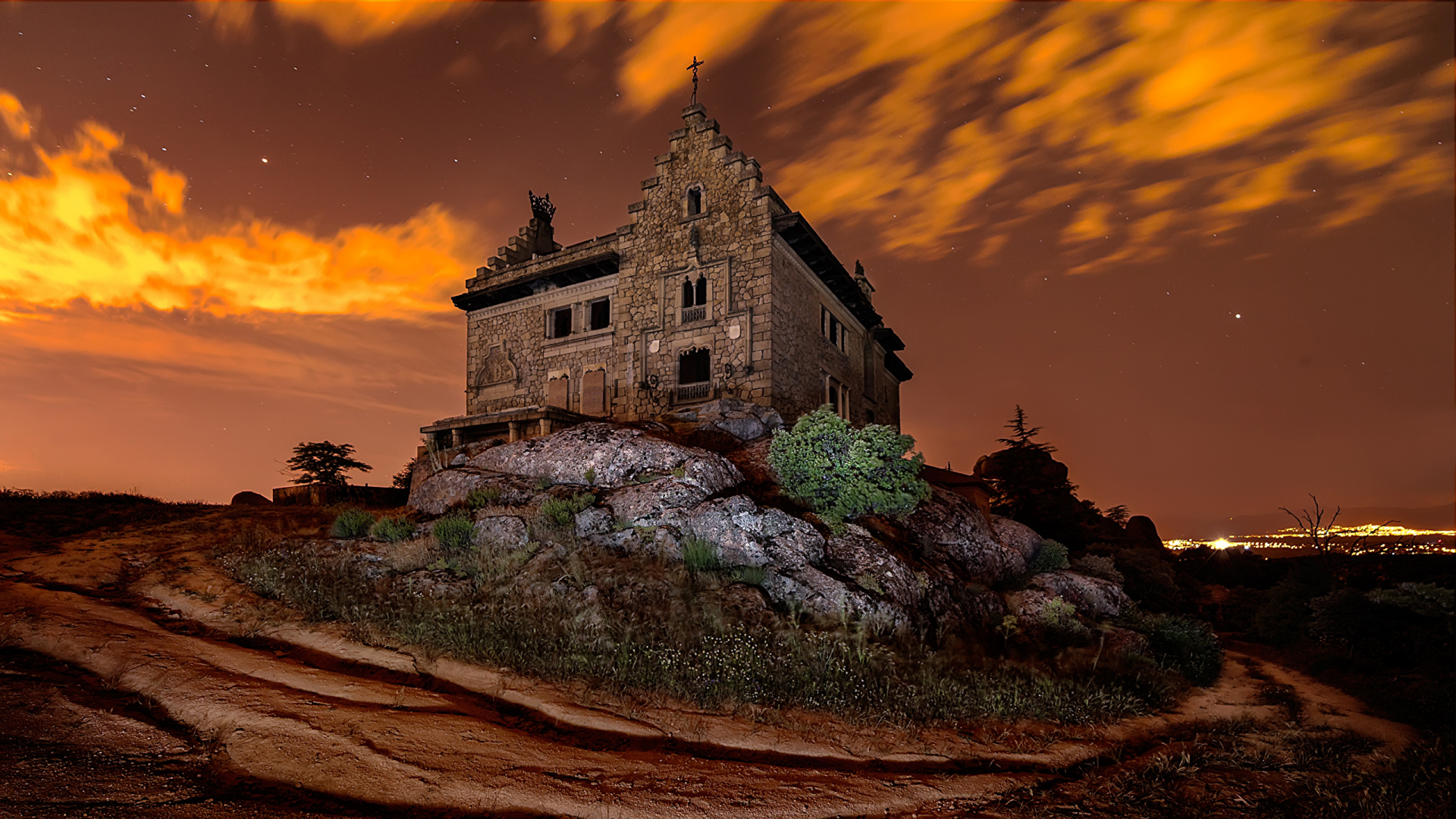  (WallpaperUP) Spain Houses Evening Palace of Canto del Pico