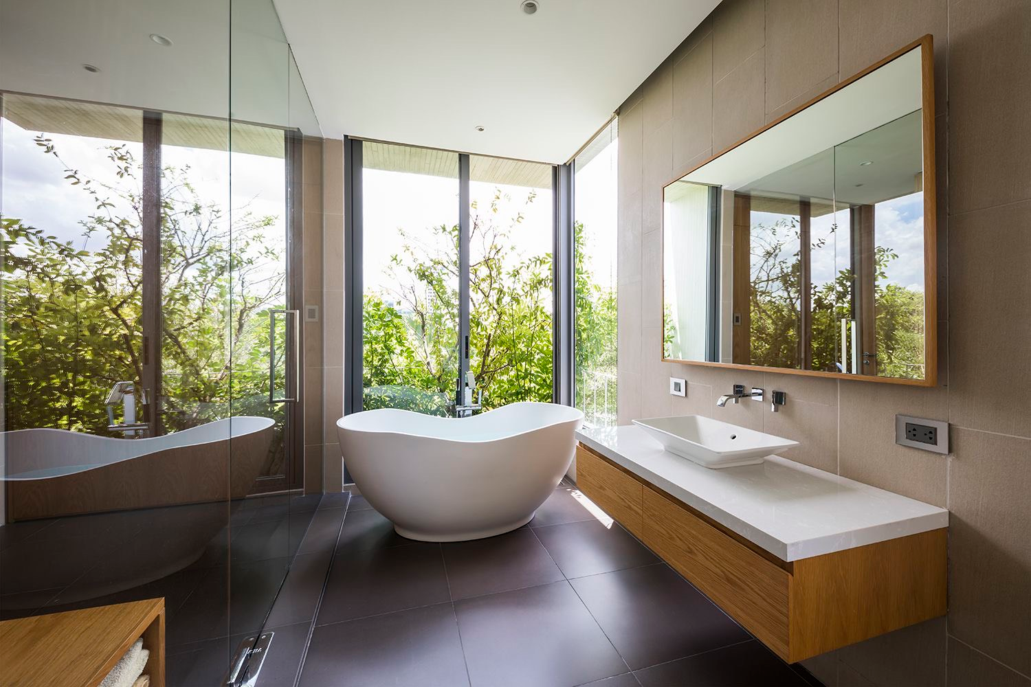 The bathroom's space and luxurious furnishings would match that of a high-end resort. Photo courtesy of 