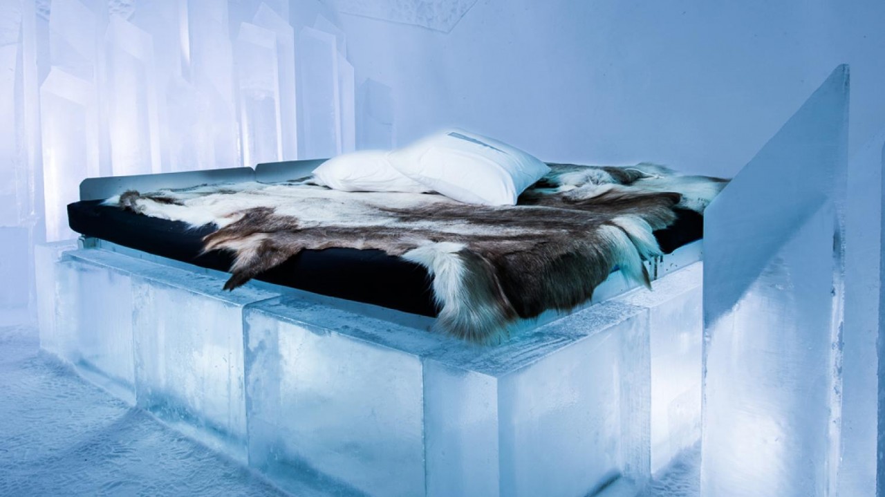 Bedroom at Icehotel. Photo: Ice Hotel 