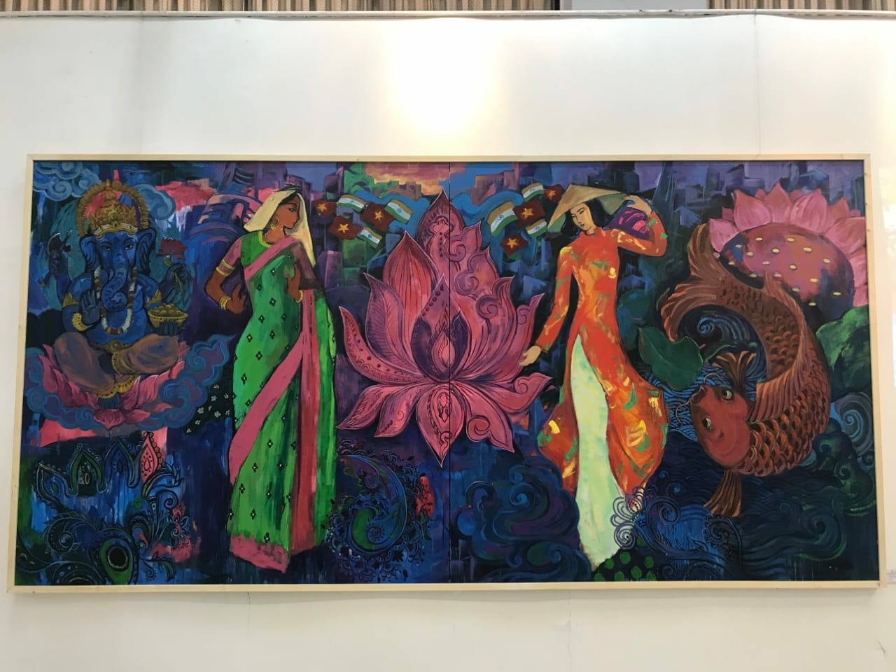135 artworks on display at vietnam india artist camp