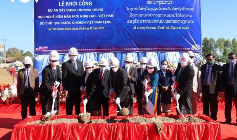 laos vietnam friendship model vocational school started construction