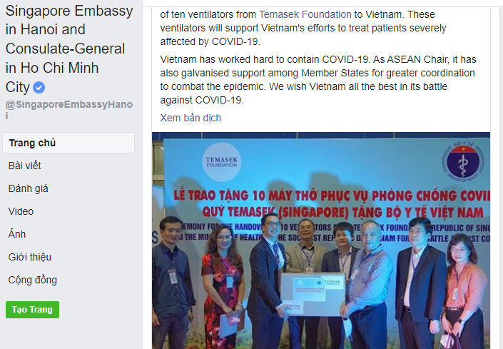 covid 19 singapores temasek foundation sent 10 ventilators to vietnam