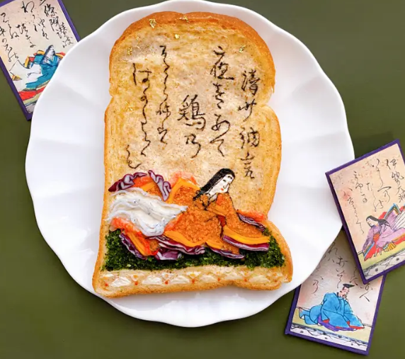 japanese artist makes her creations on plain bread using edible ingredients