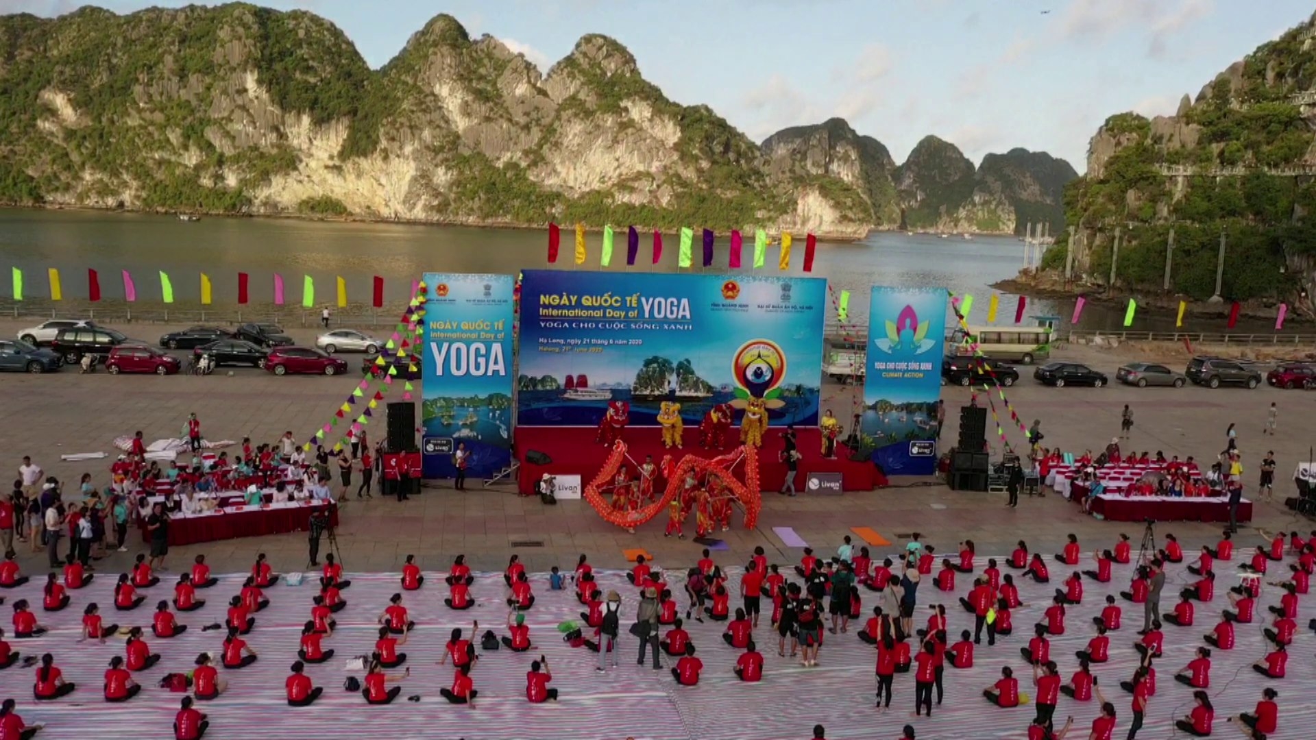 ha long bay over 3000 people join yoga performance