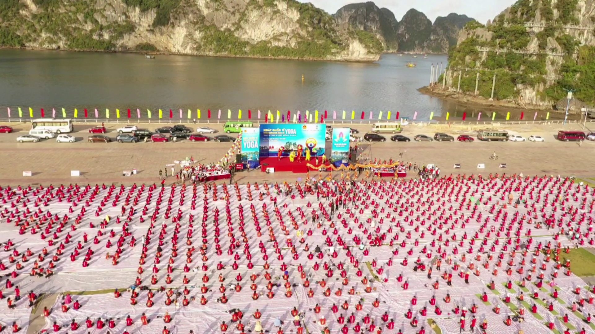 ha long bay over 3000 people join yoga performance