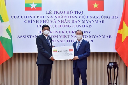 Friendship Association hands over COVID 19 aid to Myanmar Embassy
