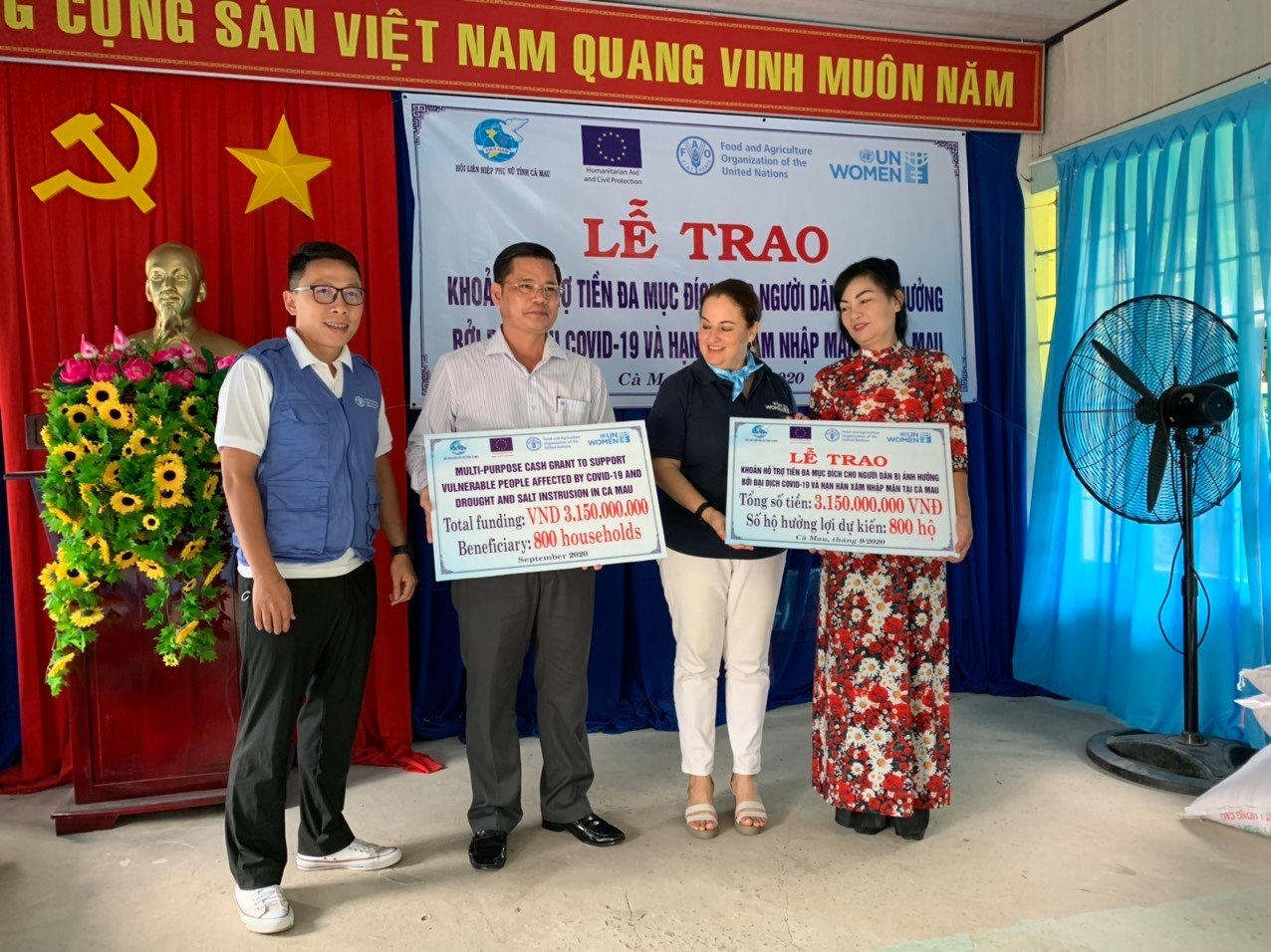 USD 133,000 to help vulnerable people stricken by covid 19 and the drought in vietnam