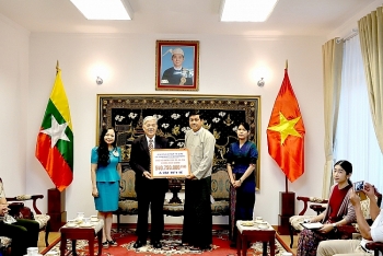 friendship association hands over covid 19 aid to myanmar embassy