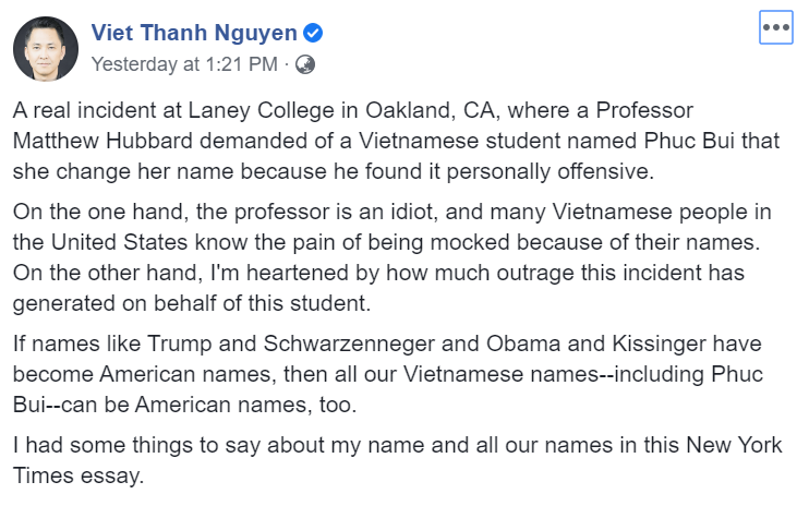 American professor placed on leave after demanding Vietnamese student Anglicise her name