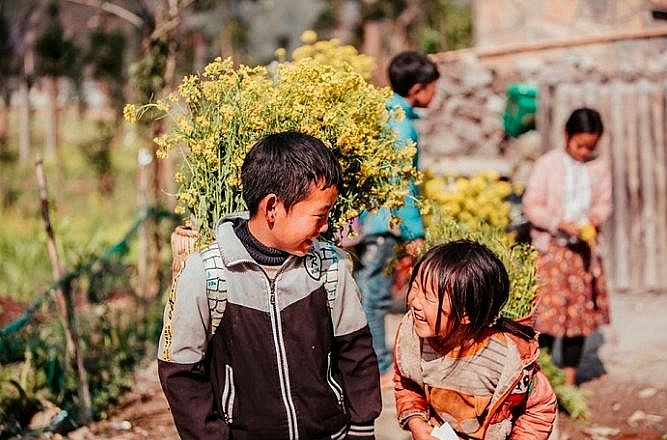 the innocent and lovely looks of children in ha giang