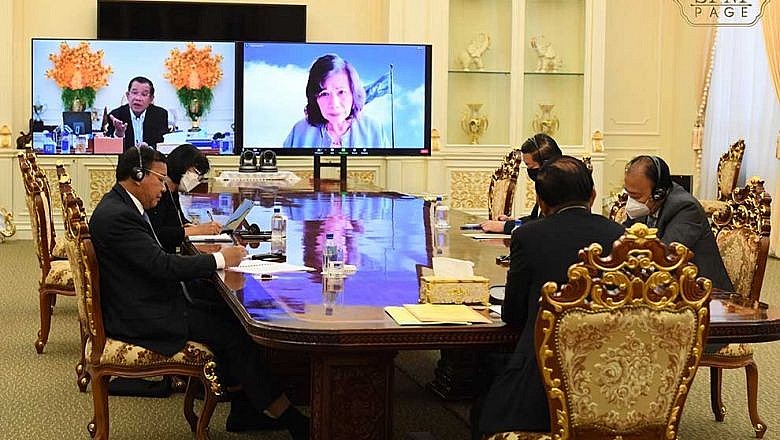 Cambodian Prime Minister Samdech Techo Hun Sen held an online talks with Special Envoy of the United Nations Secretary General for Myanmar Noeleen Hayzer on January 13,
