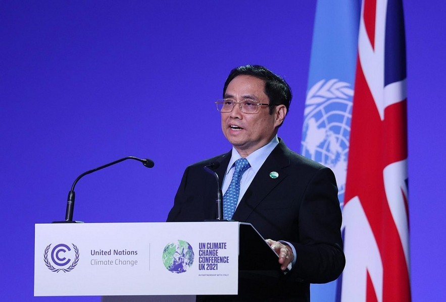 Vietnamese Prime Minister Phạm Minh Chính delivered a speech at the opening day of Climate Summit, held within the framework of the 26th United Nations Climate Change Conference of the Parties (COP26) in Glasgow, Scotland (the UK). — VNA/VNS Photo Dương Giang