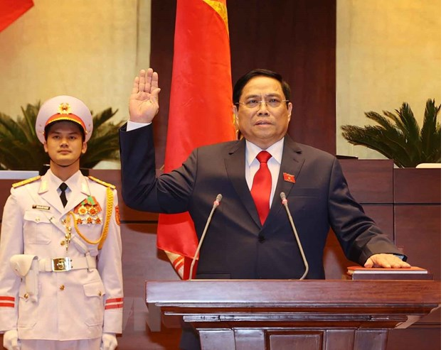Newly-elected Prime Minister Pham Minh Chinh makes inauguration speech (Photo: VNA)