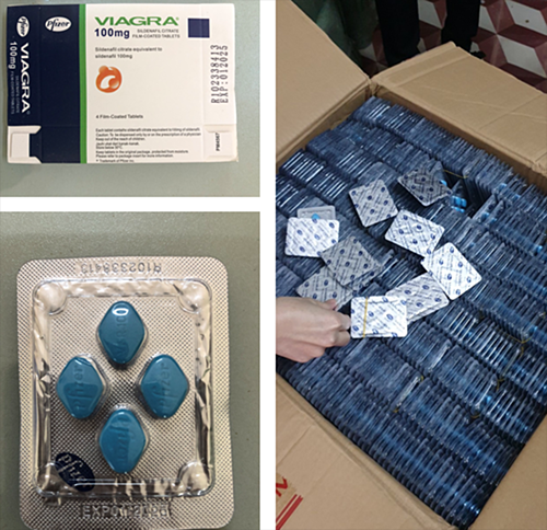 The counterfeit Viagra as seized by police in Gia Lai Province, February 2021. Photo by police.