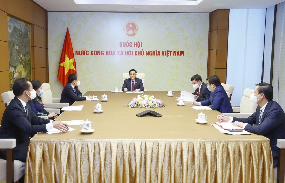 National Assembly Chairman Vuong Dinh Hue holds online talks with President of the Russian Federal Council (upper house) Valentina Ivanovna Matvienko on June 8. (Photo: VNA)