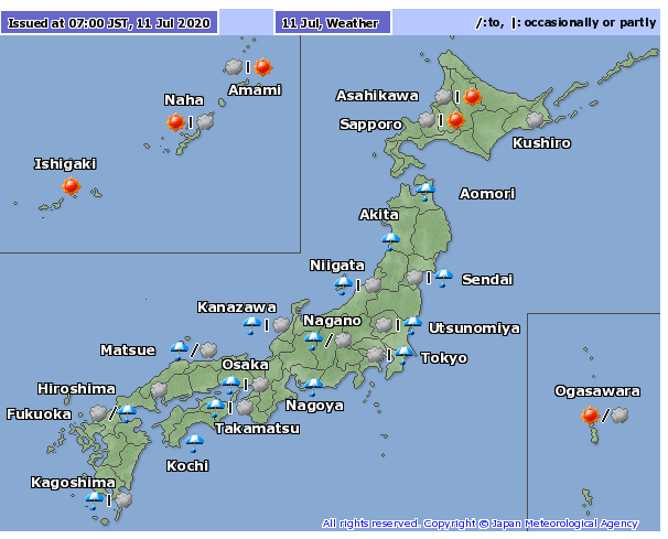 5805 japan weather forecast on july 11