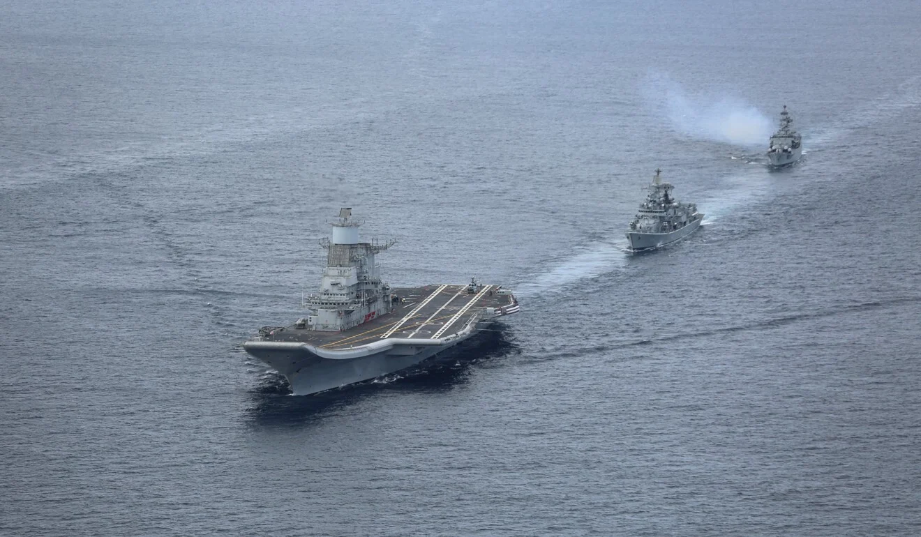 India’s first aircraft carrier, INS Vikramaditya, in the Arabian Sea. Photo: AFP