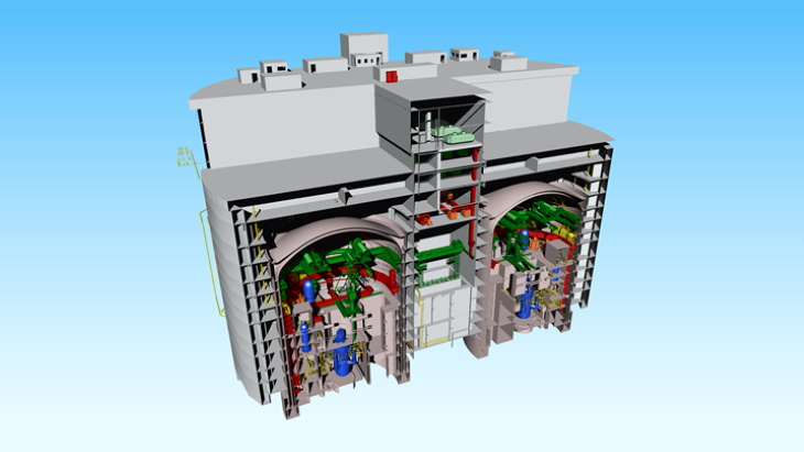 A cutaway of a plant based on two ACP100 reactors (Image: CNNC)