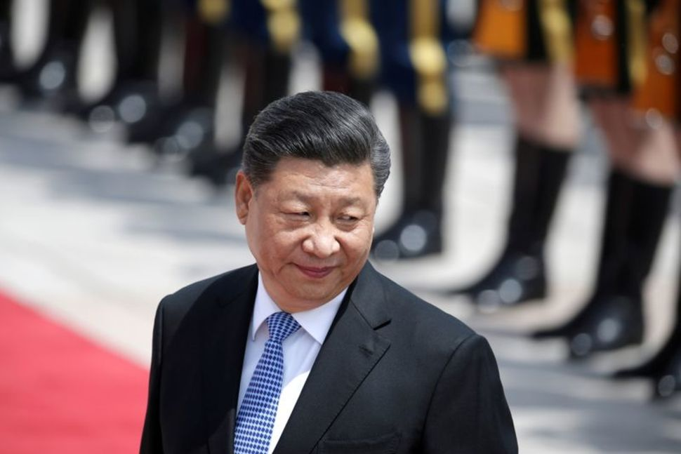 Chinese President Xi Jinping attends a welcoming ceremony for Greek President Prokopis Pavlopoulos outside the Great Hall of the People, in Beijing, China May 14, 2019. REUTERS/Jason Lee/File PhotoREUTERS