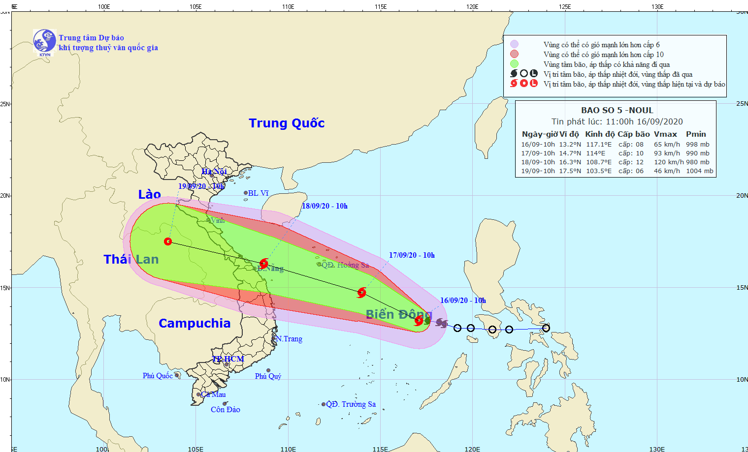 Tropical storm Noul heading towards central Vietnam