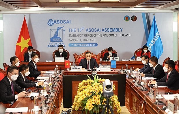 The 15th Assembly of the Asian Organisation of Supreme Audit Institutions (ASOSAI) is held in the form of videoconference. (Photo: VietnamPlus)