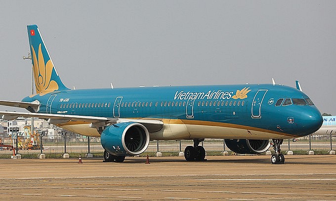 A Vietnam Airlines plane at HCMC's Tan Son Nhat Airport. Photo by VnExpress