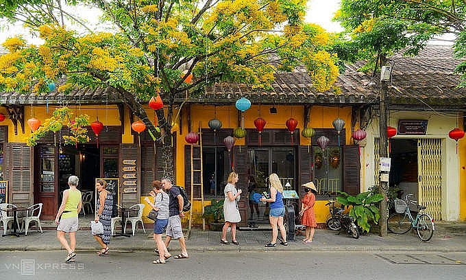 Foreign tourists in Hoi An, March 14, 2020. Photo by Do Anh Vu