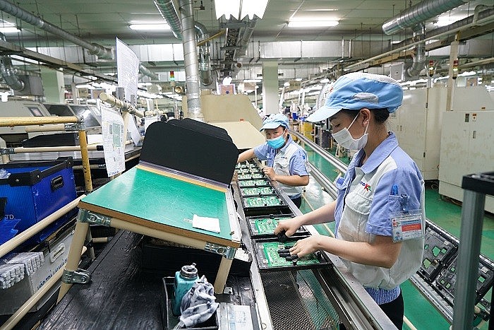 Electronic production at Katolec Vietnam at Quang Minh Industrial Park, Me Linh District, Hanoi. Photo: Pham Hung