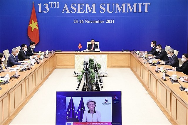Prime Minister Phạm Minh Chính on Friday attended the 13th summit of the Asia-Europe Meeting (ASEM 13) via video conference. 