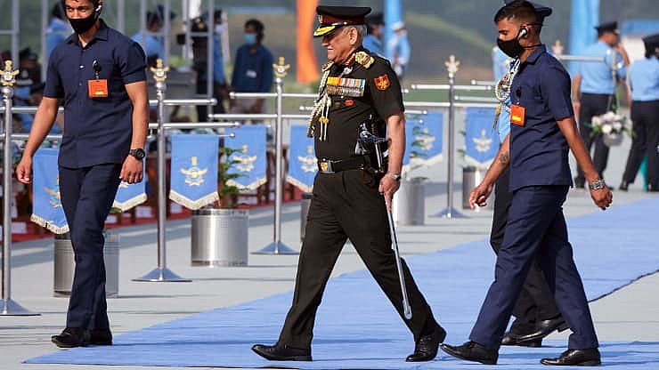 A file photo of General Bipin Rawat, India’s chief of defence staff as he inspects a guard of honor during the Air Force Day Parade at Hindon Air Force Station in Ghaziabad, Uttar Pradesh, India, on Friday, Oct. 8, 2020. Photo: T. Narayan | Bloomberg | Getty Images