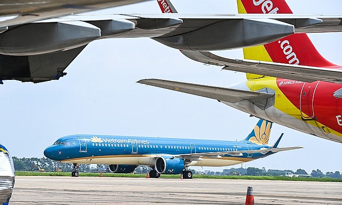 Aircraft park at Noi Bai International Airport in Hanoi, October 2021. Photo by VnExpress/