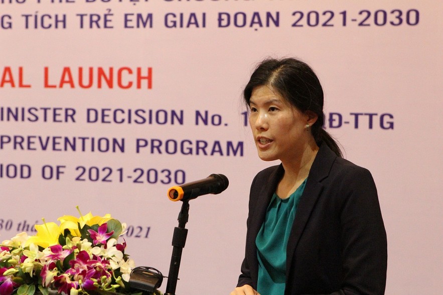 Photo: Annnie Chu, a WHO representative in Vietnam, speaks at the workshop